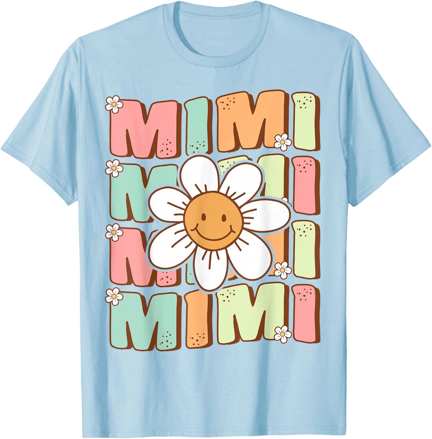 Cute Groovy Mimi 70s Family Birthday Party Daisy Flower T-Shirt - T-Shirt | Light Blue