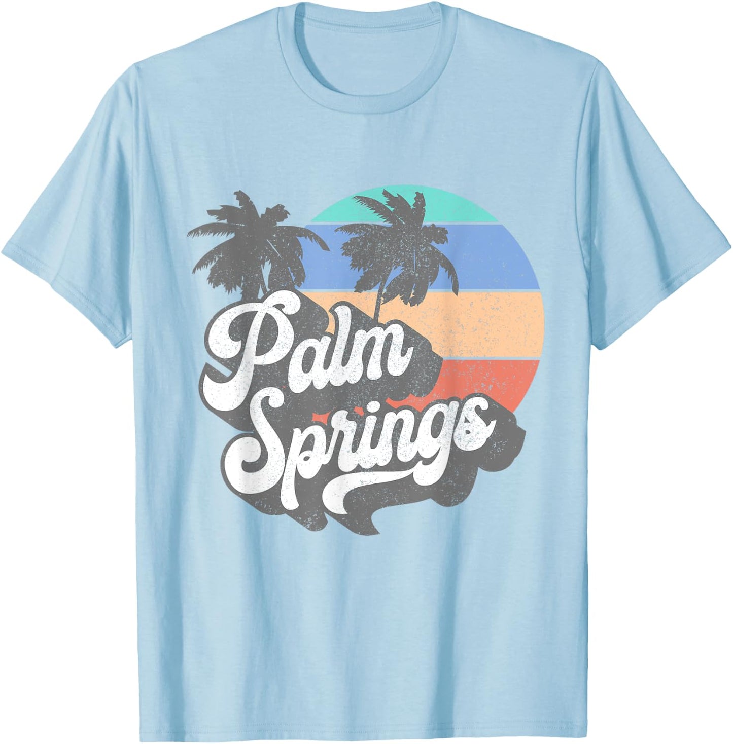 Vintage 70's Palm Springs California Beach Surfing Retro Men Women T-Shirt - T-Shirt | Light Blue