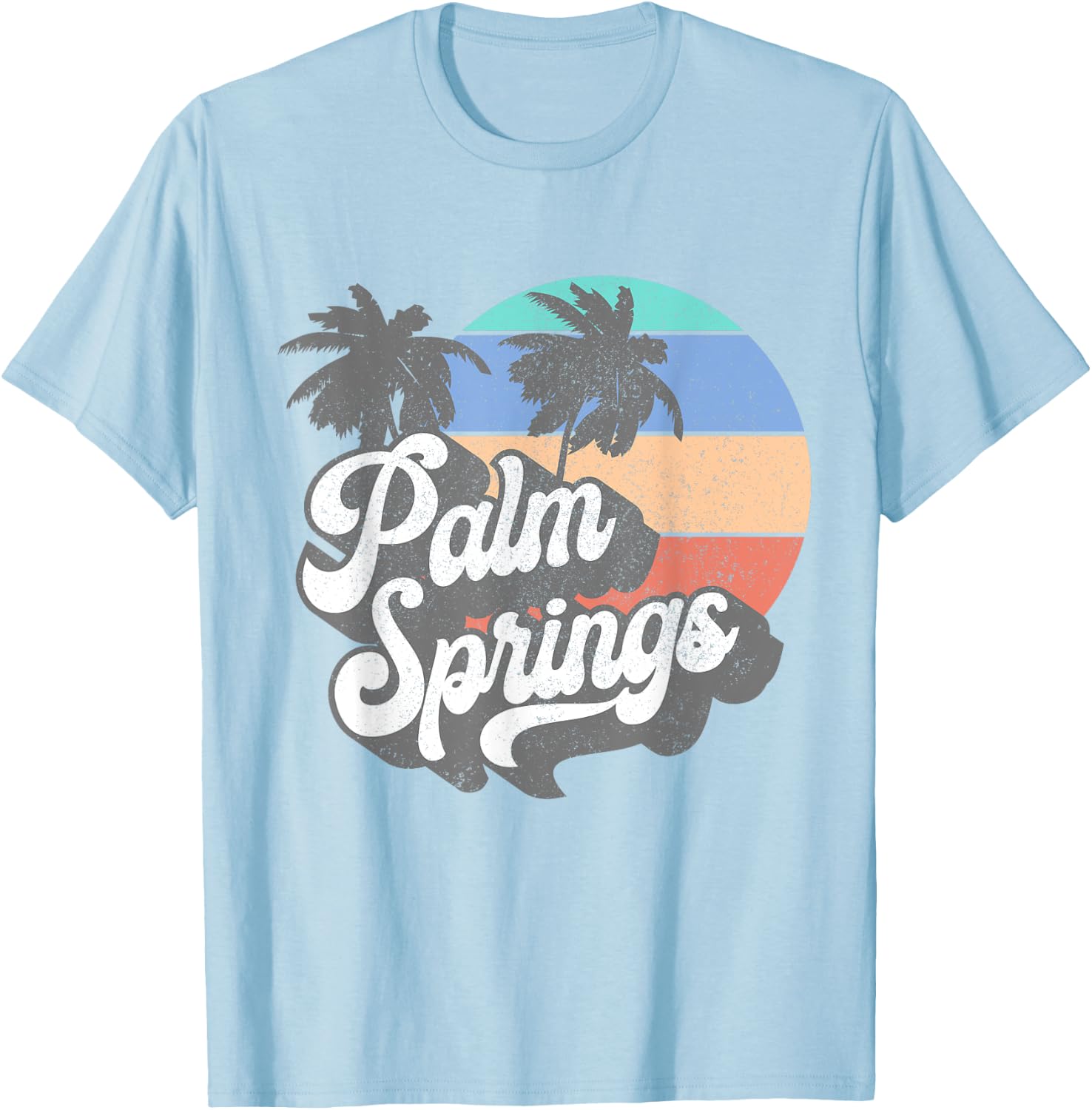 Vintage 70's Palm Springs California Beach Surfing Retro Men Women T-Shirt - T-Shirt | Light Blue