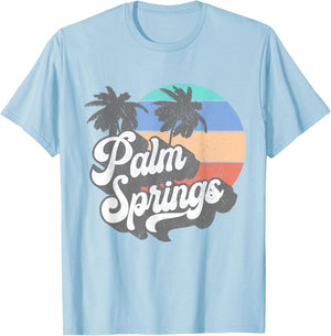 Vintage 70's Palm Springs California Beach Surfing Retro Men Women T-Shirt - T-Shirt | Light Blue