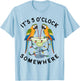 Funny 5 Oclock Somewhere Hawaiian Shirt Parrots Margarita T-Shirt - T-Shirt | Light Blue