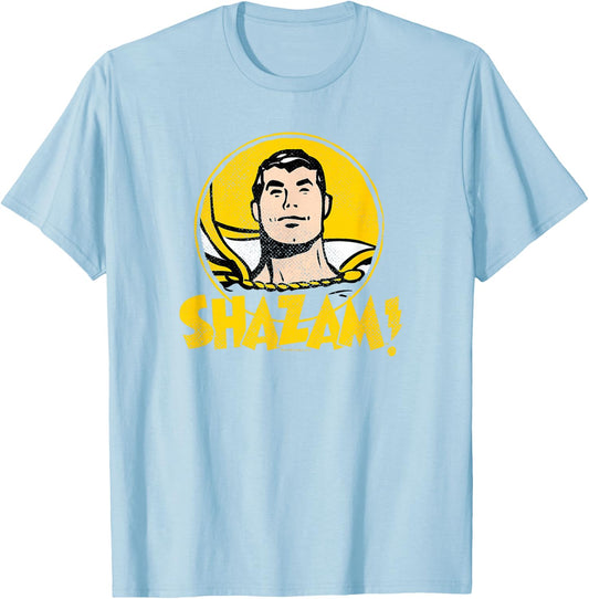 Shazam! Retro Circle T-Shirt - T-Shirt | Light Blue