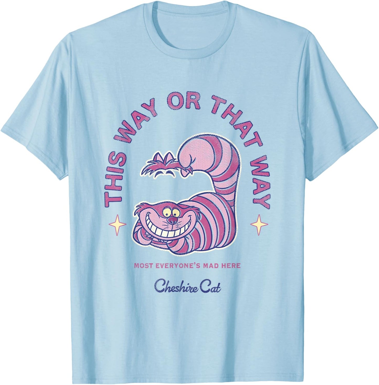 Disney Alice in Wonderland Cheshire Cat's Way Big Chest Logo T-Shirt - T-Shirt | Light Blue
