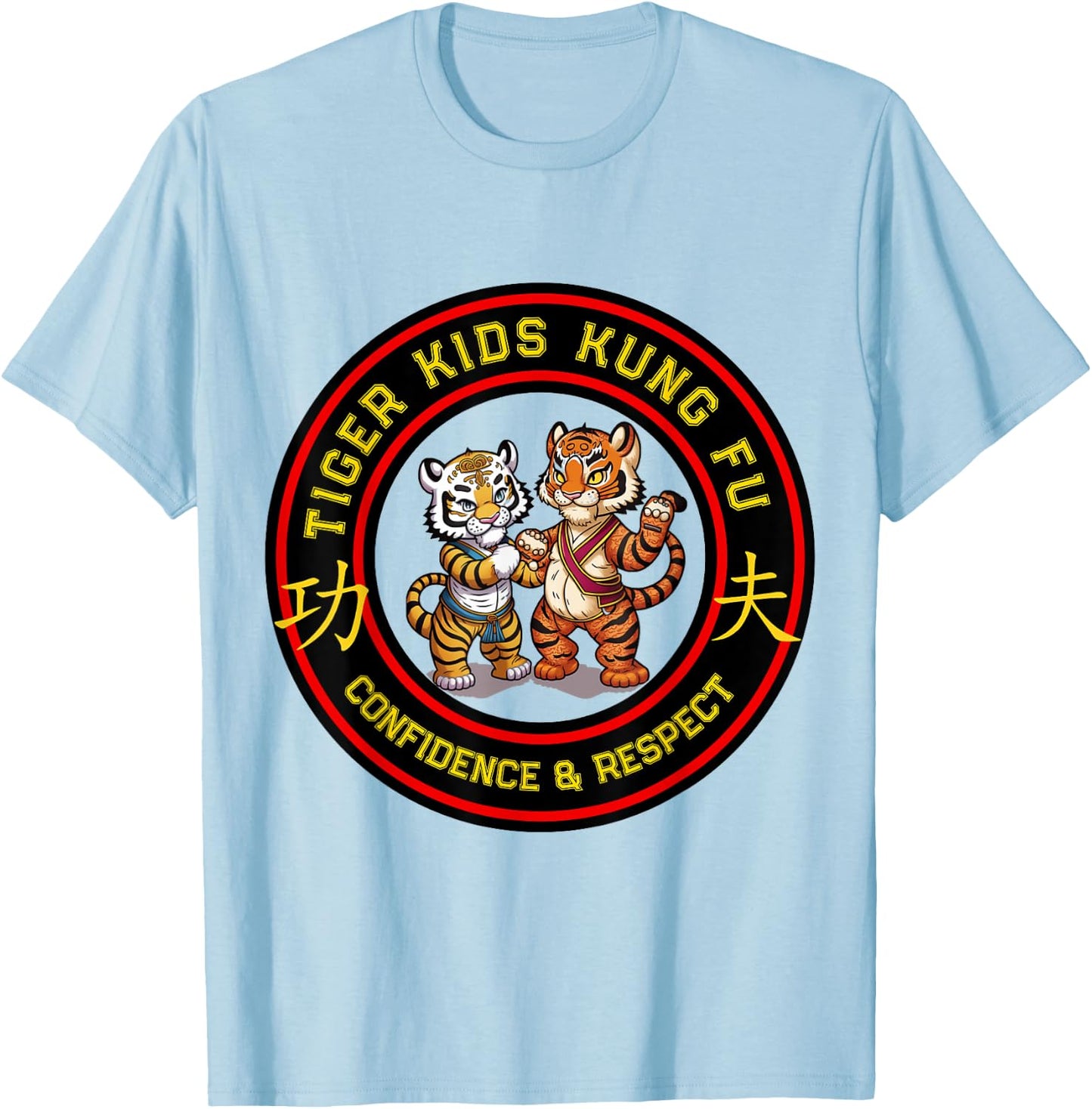 Younger Students Tiger Kids Kung Fu T-Shirt - T-Shirt | Light Blue