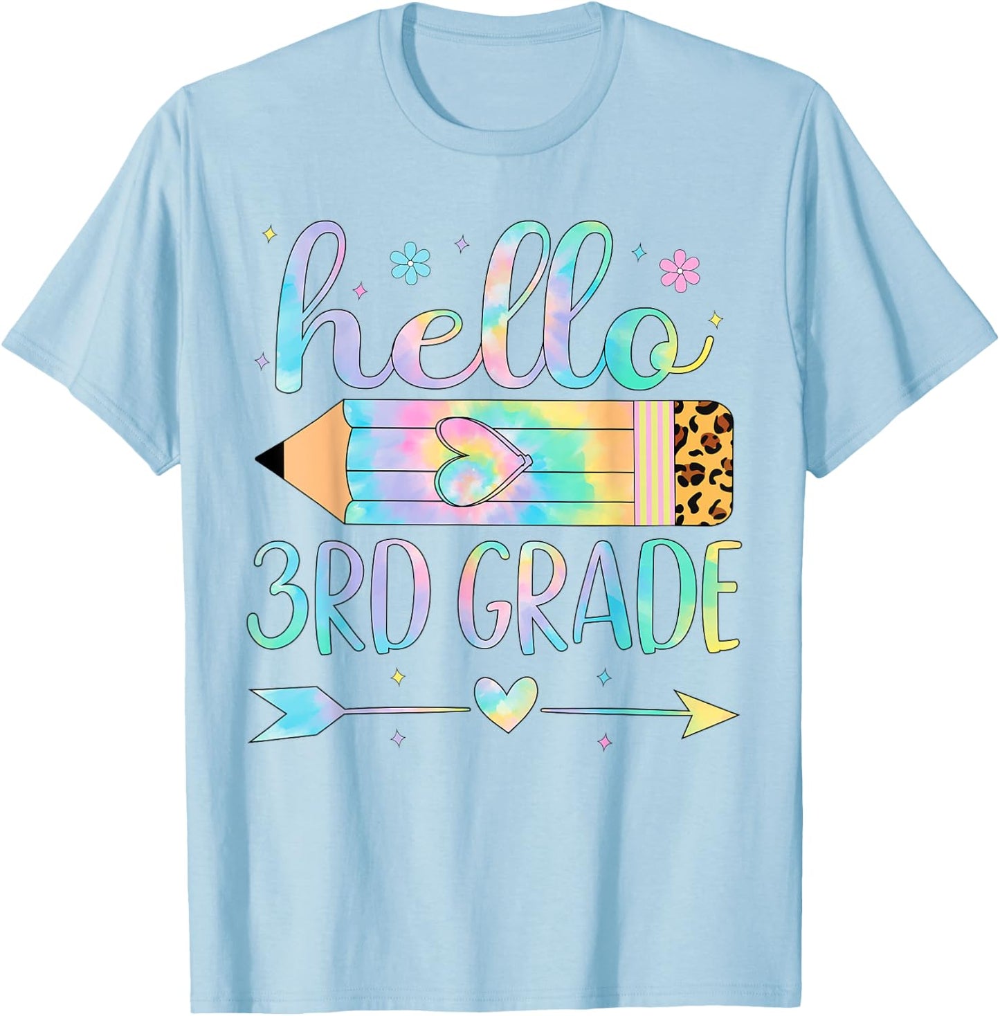 Tie Dye 3rd Grade Back To School Hello Third Grade Teacher T-Shirt - T-Shirt | Light Blue