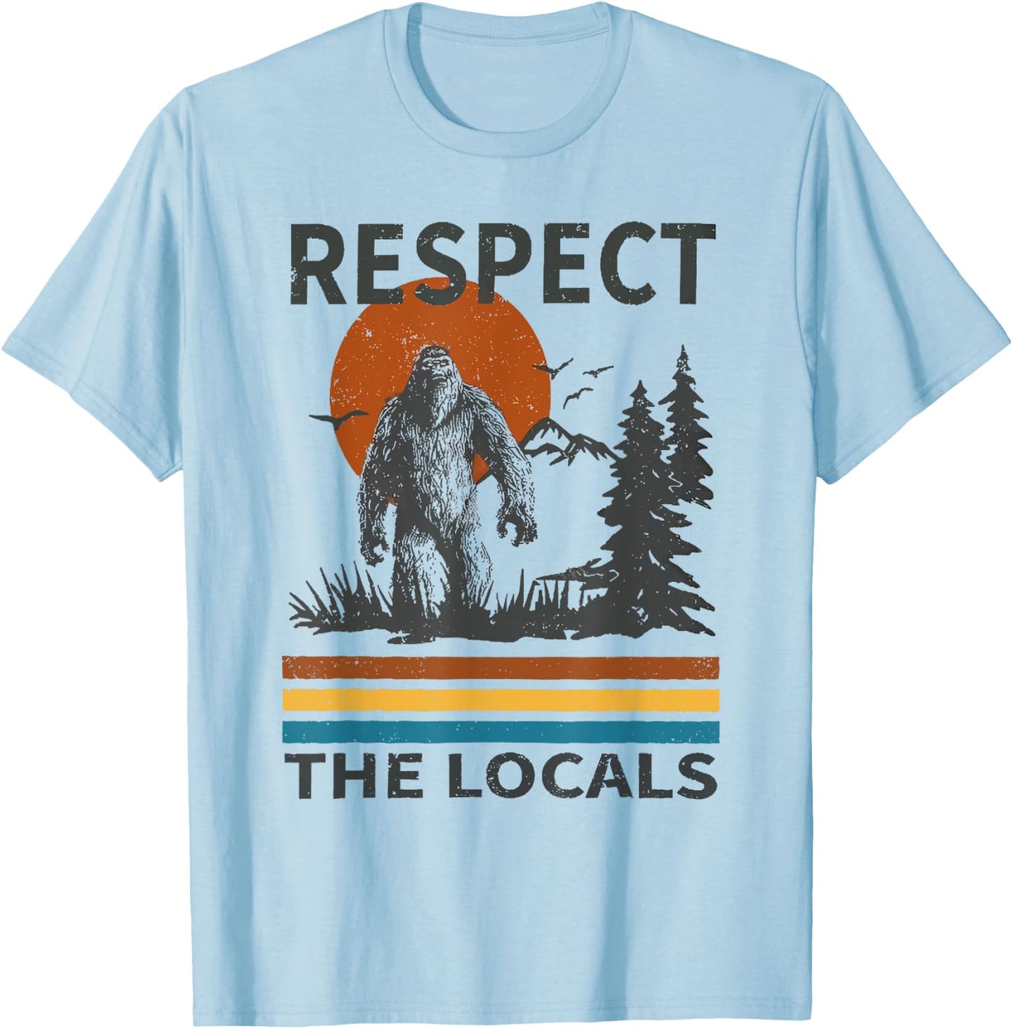 Respect the Locals Sasquatch , Small, Grey T-Shirt - T-Shirt | Light Blue