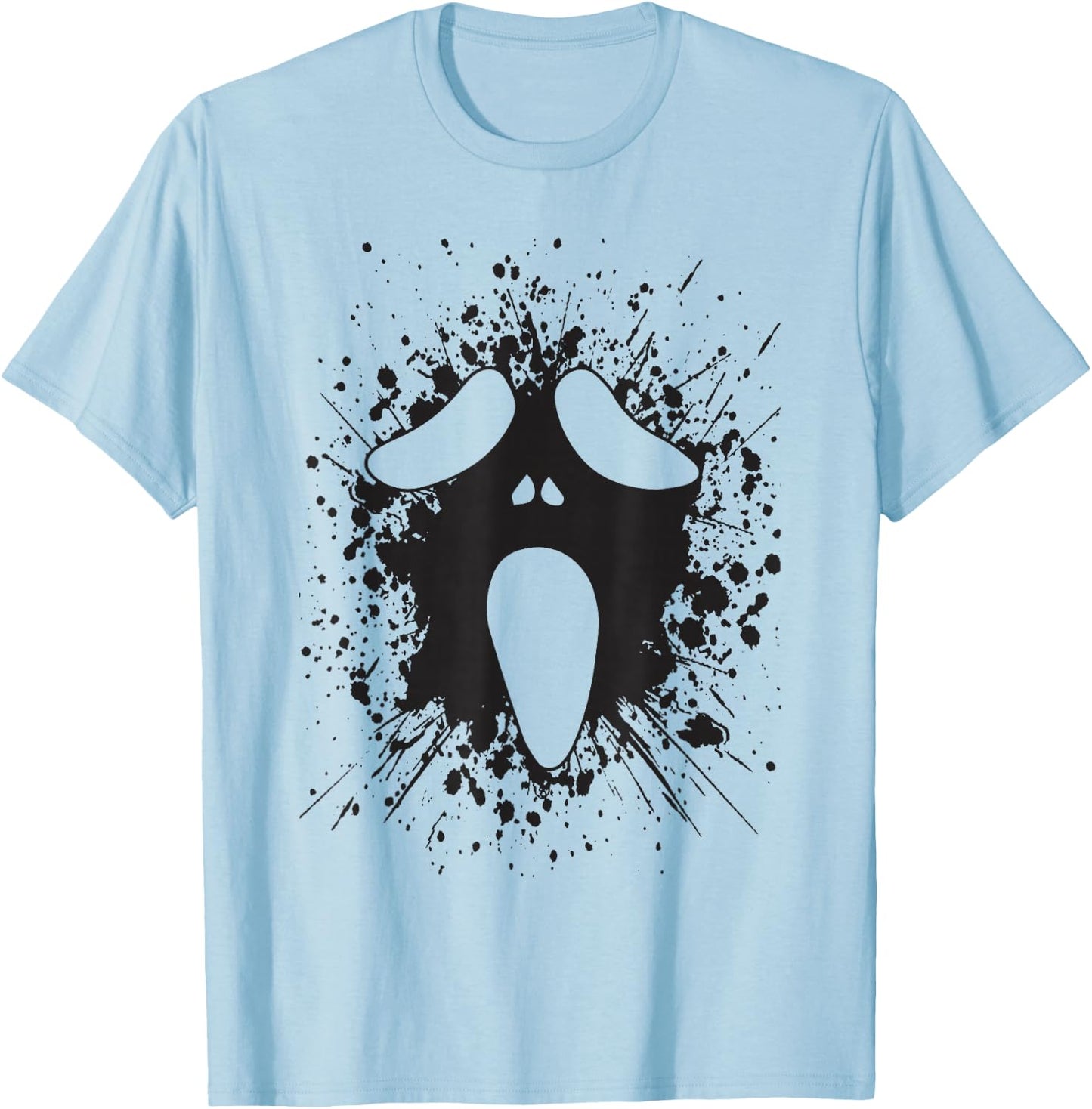 Ghost Silly Face Spooky Halloween Ghoul Face Easy Costume T-Shirt - T-Shirt | Light Blue