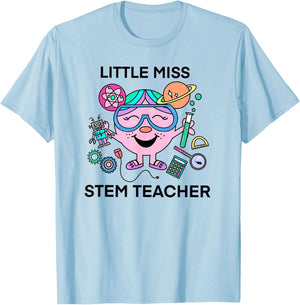 Little Miss Stem Teacher T-Shirt - T-Shirt | Light Blue