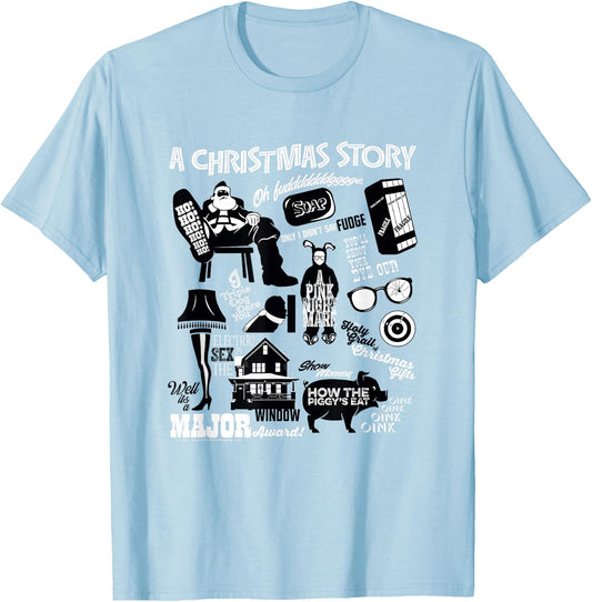 A Christmas Story Highlight Collage T-Shirt - T-Shirt | Light Blue