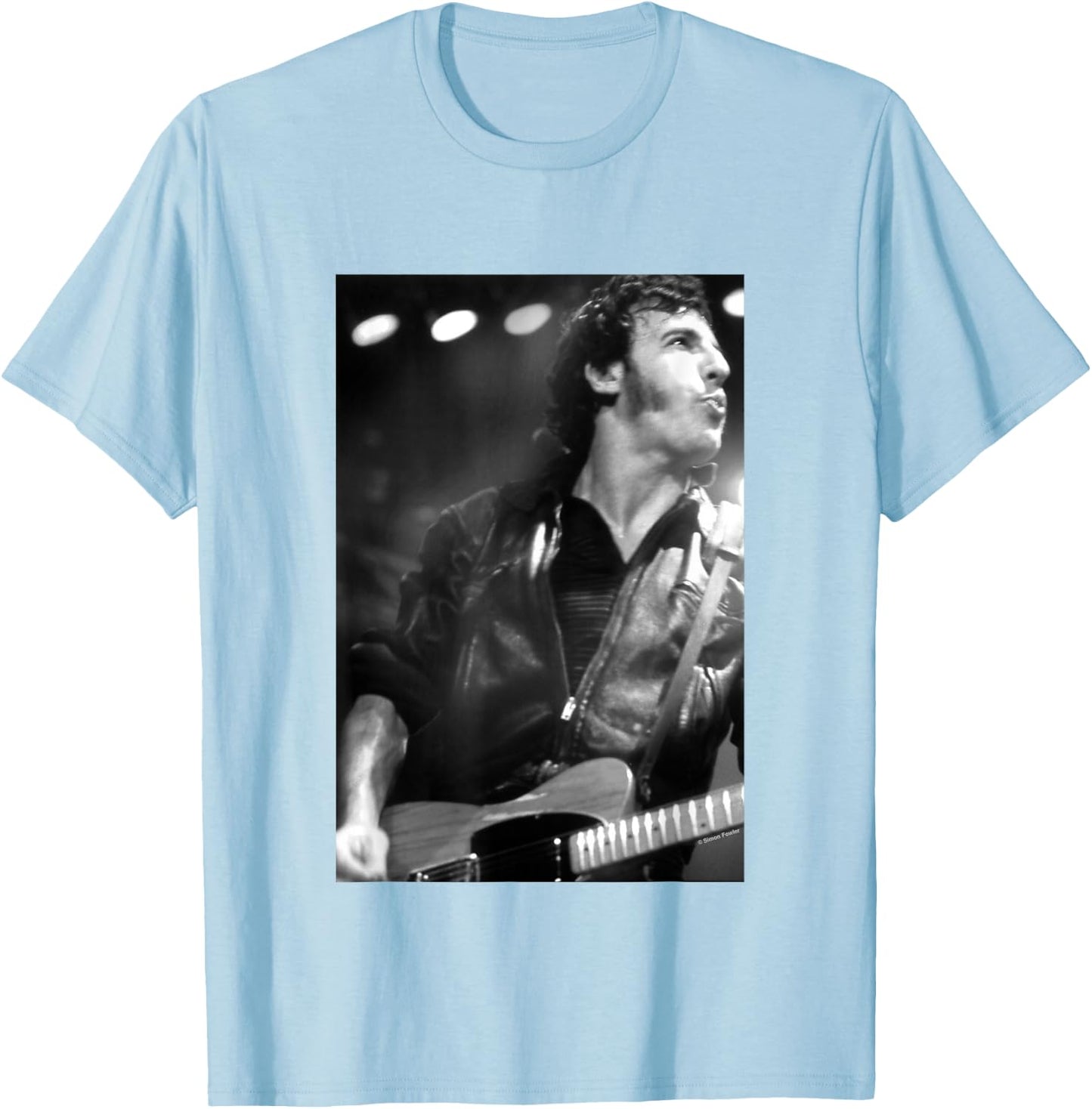 Bruce Springsteen Live On Stage by Simon Fowler T-Shirt - T-Shirt | Light Blue