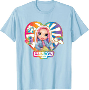 Rainbow High Amaya Raine Heart Shaped Vintage Portrait T-Shirt - T-Shirt | Light Blue