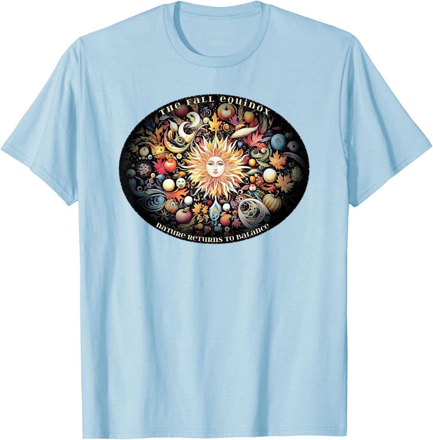 The Autumn Fall Equinox Nature Returns To Balance T-Shirt - T-Shirt | Light Blue