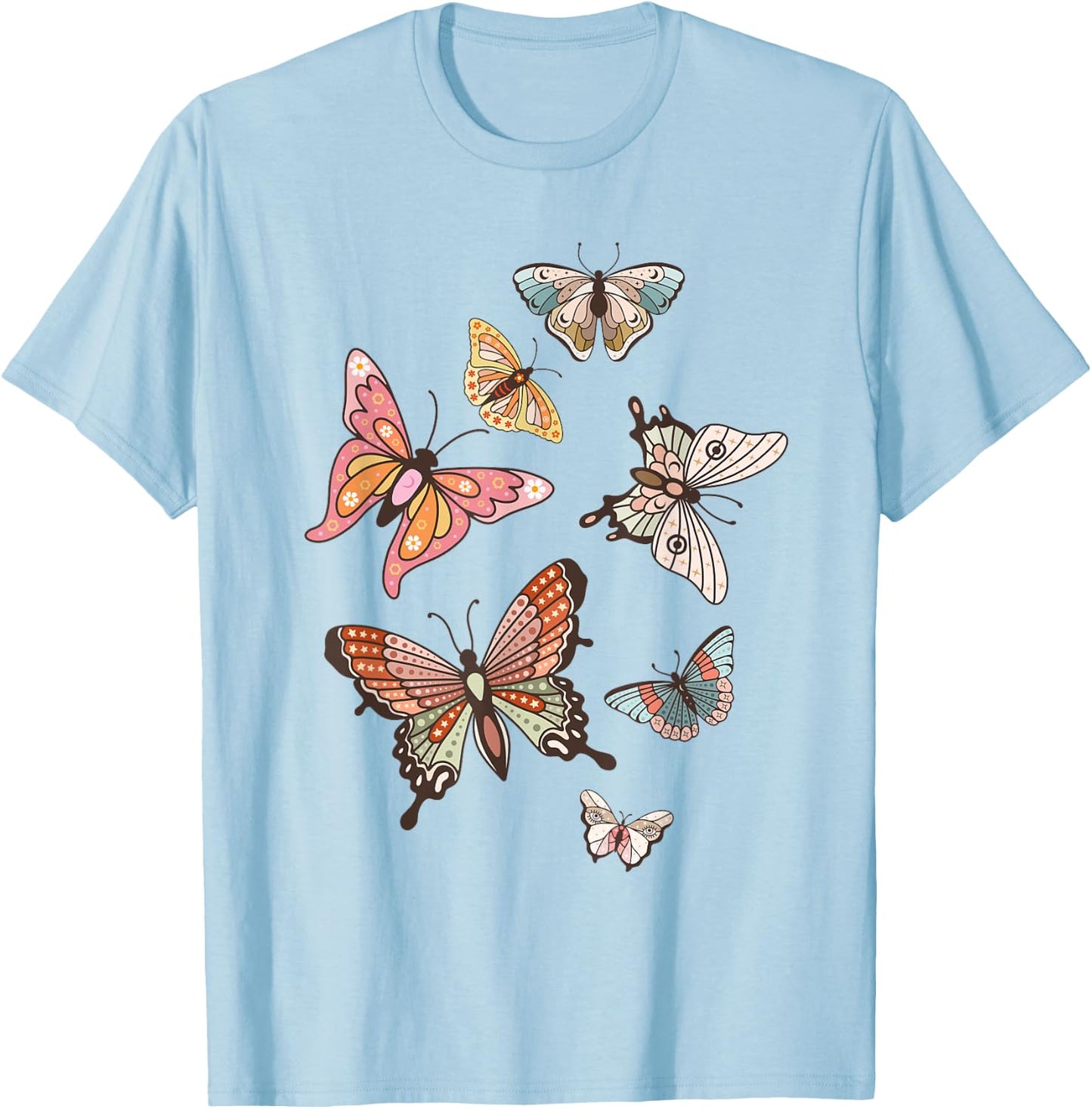 Groovy Butterflies - Butterfly Lover Gardener Entomologist T-Shirt - T-Shirt | Light Blue