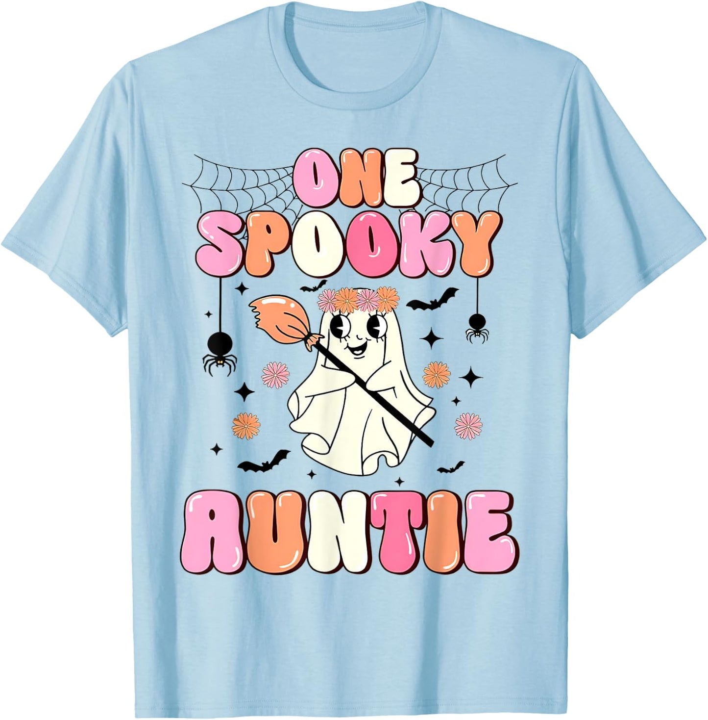 One Spooky Auntie, Spooky Halloween, Spooky Aunt T-Shirt - T-Shirt | Light Blue