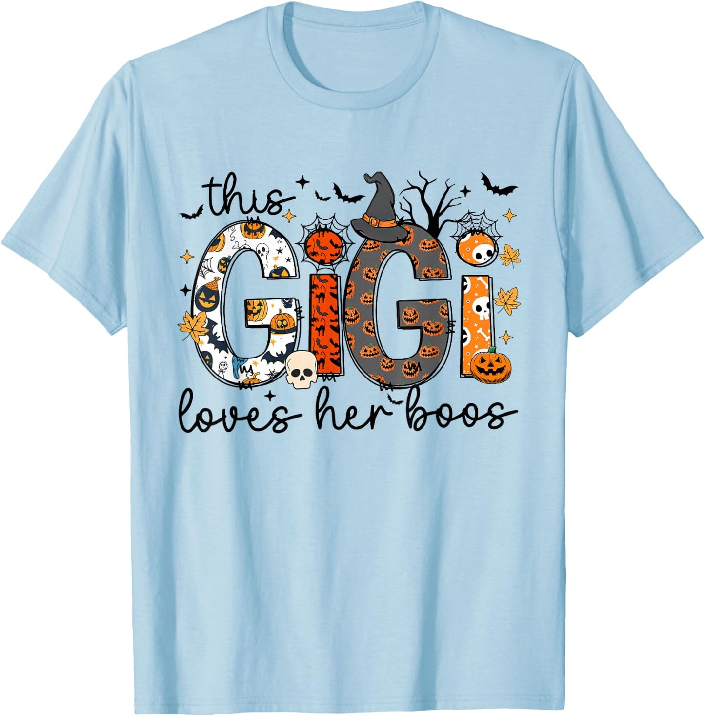 This Gigi Loves Her Boos Halloween Spooky Family Matching T-Shirt - T-Shirt | Light Blue