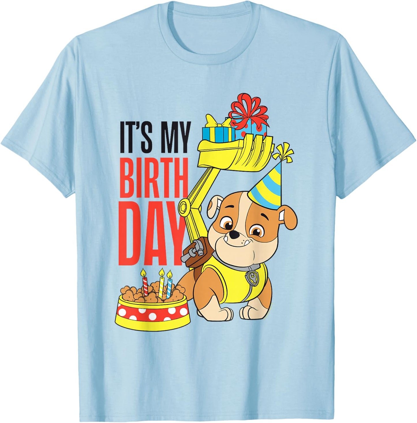 Paw Patrol It's My Birthday Happy Birthday Rubble T-Shirt - T-Shirt | Light Blue