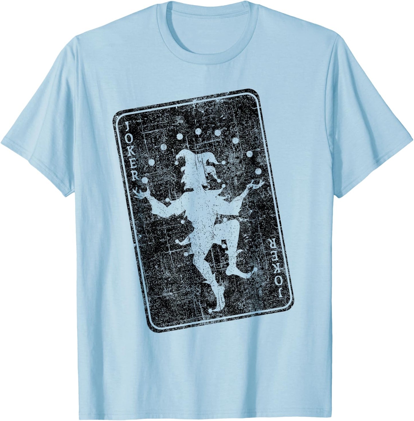 Distressed Joker playing card jester poker player halloween T-Shirt - T-Shirt | Light Blue