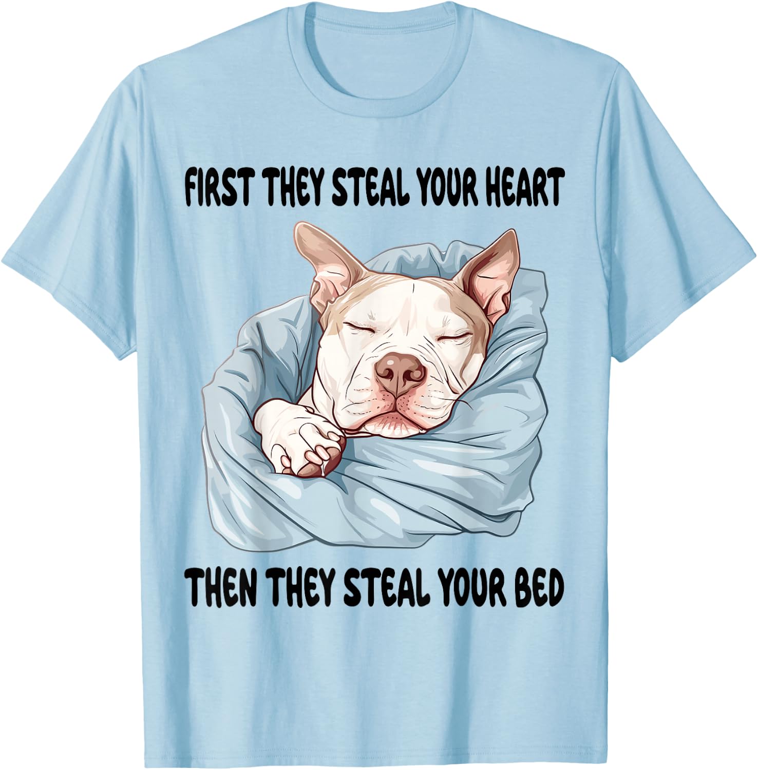 Pitbull Sleeping Pajamas Nightgown T-Shirt - T-Shirt | Light Blue