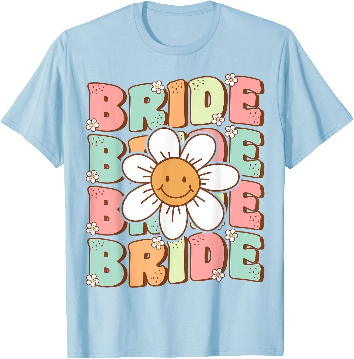 Groovy Bride Matching Bachelorette Party Cute Groovy Wedding T-Shirt - T-Shirt | Light Blue