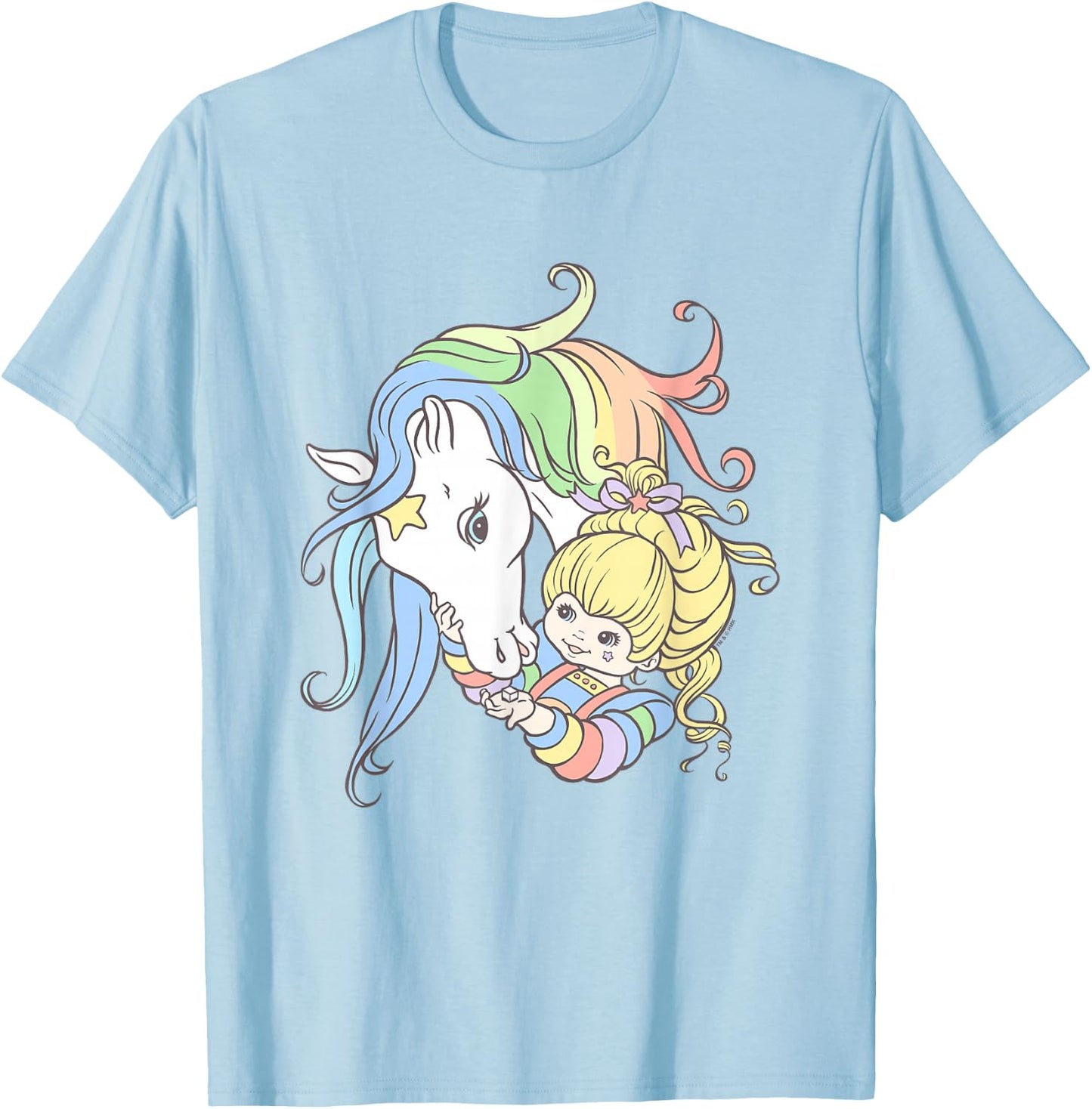Rainbow Brite Cute Rainbow Starlight Best Friends Chest Logo T-Shirt - T-Shirt | Light Blue