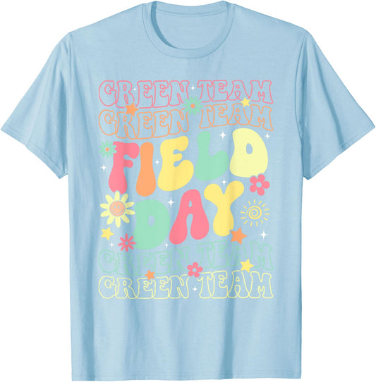 Field Day Green Team Color War Camp Team Game Competition T-Shirt - T-Shirt | Light Blue