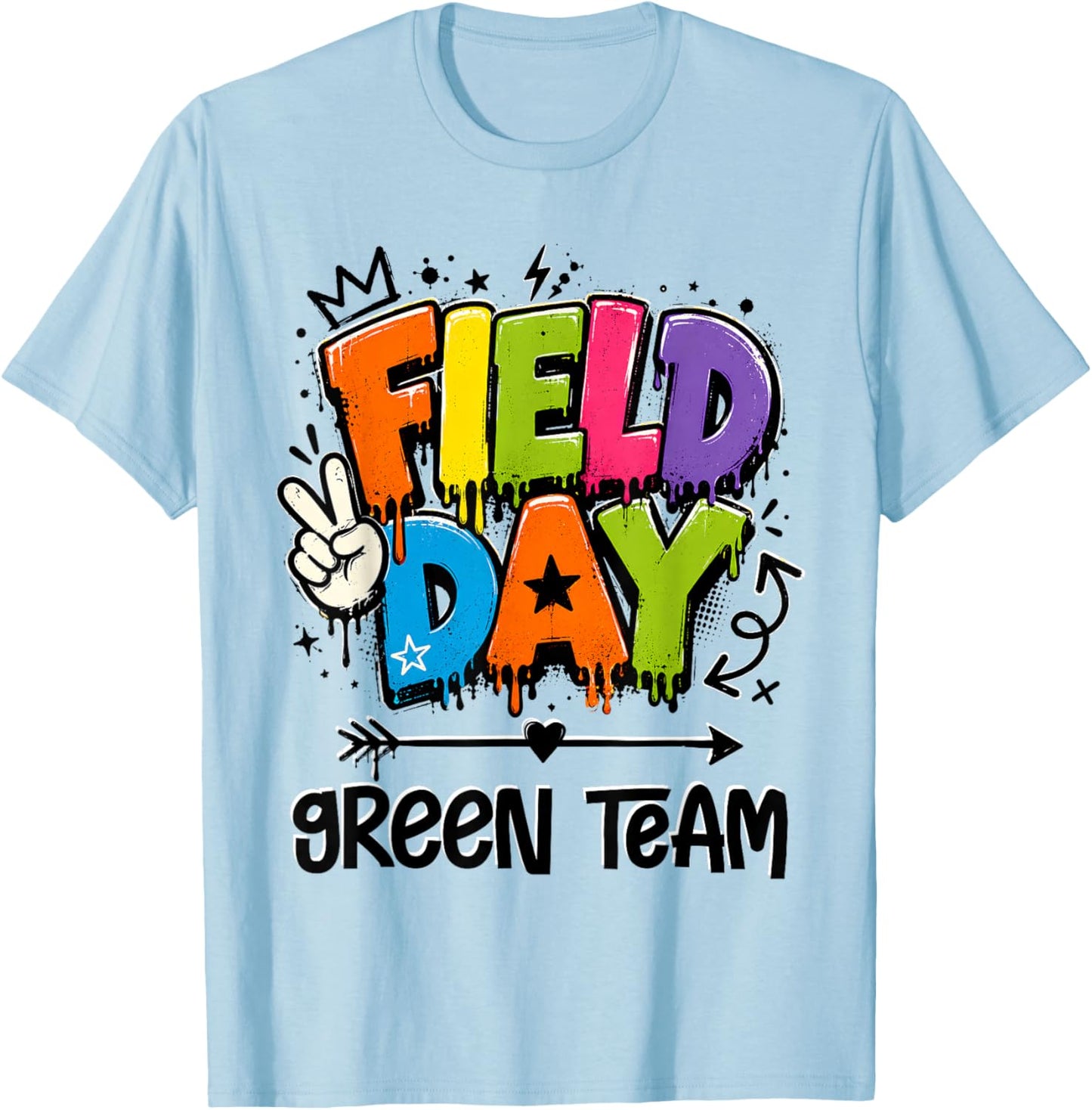Funny Green Team Field Day 2026 Drip Teacher Boy Girl Kids T-Shirt - T-Shirt | Light Blue
