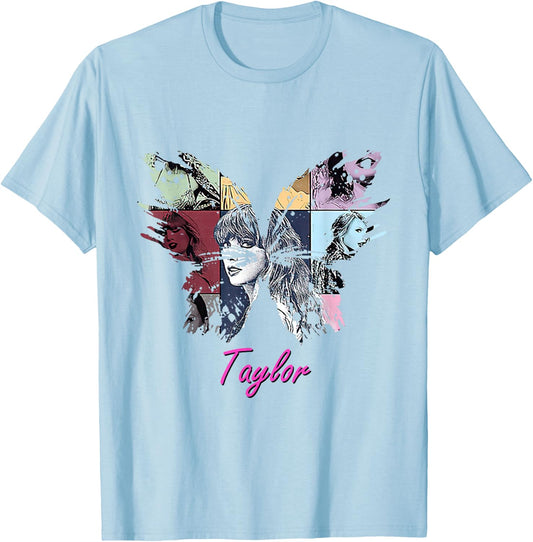 First Name TAYLOR Girl Retro Personalized Groovy 80s Vintage T-Shirt - T-Shirt | Light Blue