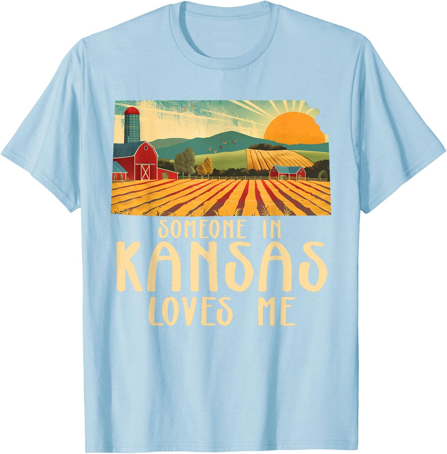 Someone In Kansas Loves Me Sunflower State T-Shirt - T-Shirt | Light Blue
