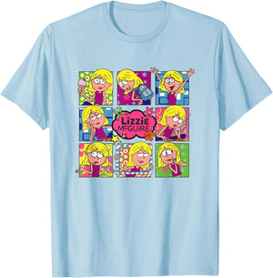 Disney Lizzy McGuire Multi Lizzie's Moods Big Chest Panels T-Shirt - T-Shirt | Light Blue