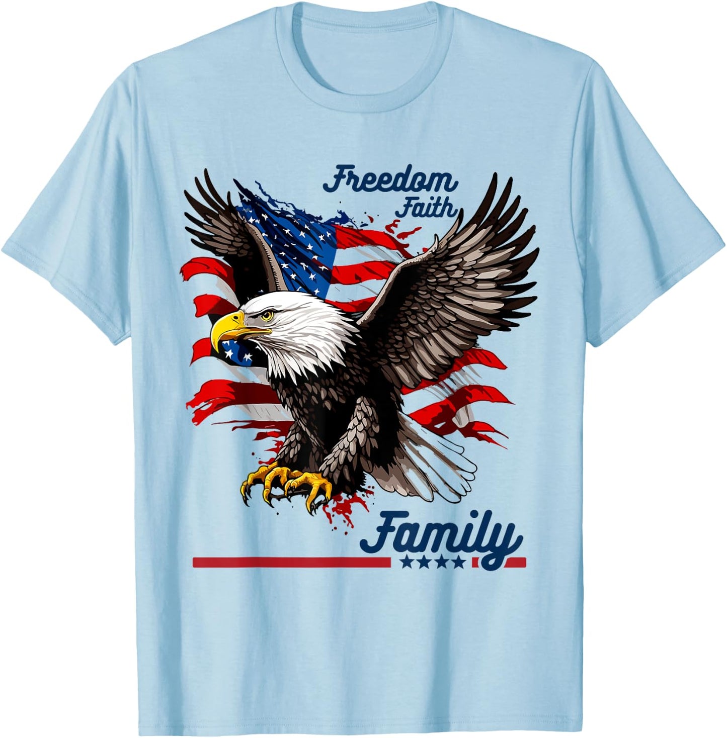 Patriotic Bald Eagle USA T-Shirt - T-Shirt | Light Blue