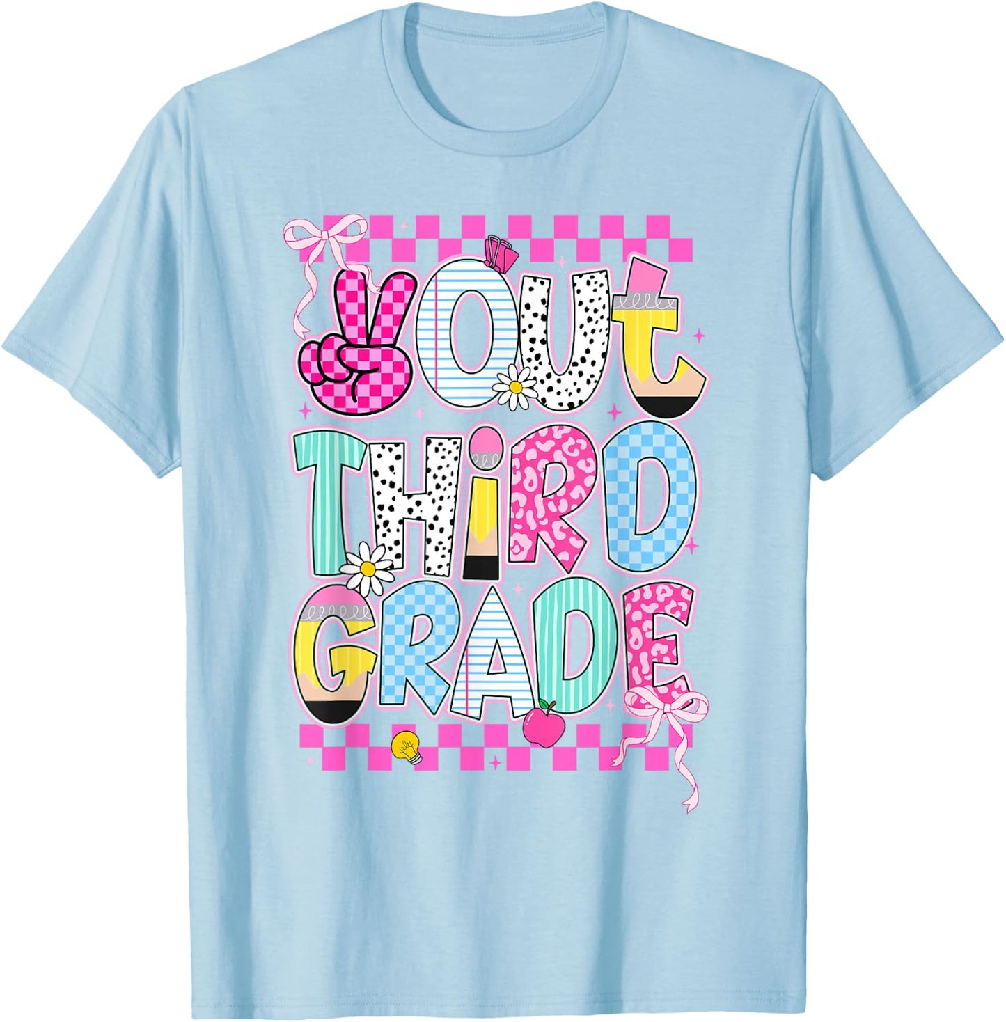 Peace Out 3rd Grade Graduation Last Day School Girls Kids T-Shirt - T-Shirt | Light Blue