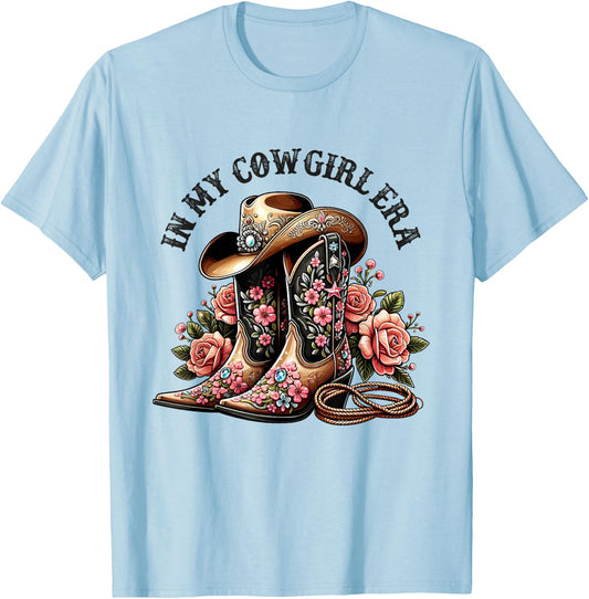 In My Cowgirl Era Cowboy Hat Woman Rodeo Kids Country Girls T-Shirt - T-Shirt | Light Blue