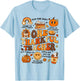 One Thankful Teacher Thanksgiving Retro Groovy Fall Teachers T-Shirt - T-Shirt | Light Blue