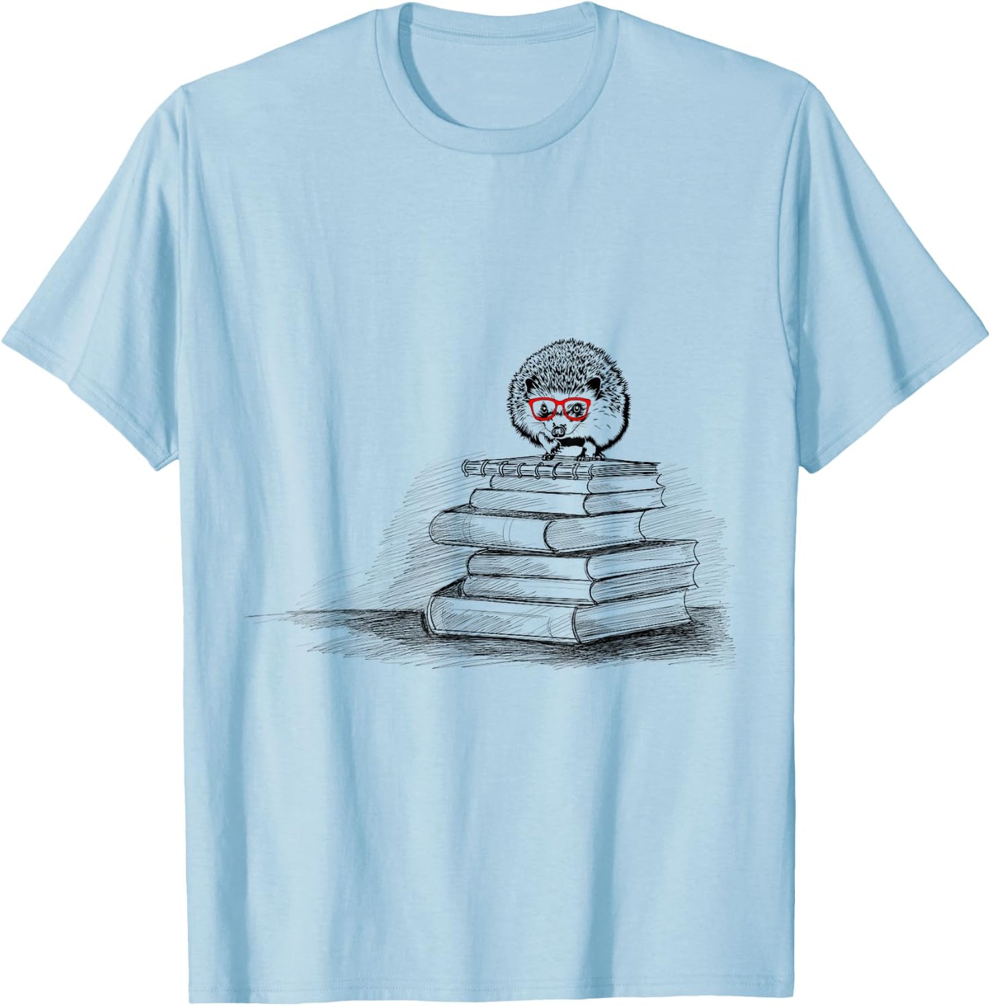 Cute Hedgehog Book Nerd Readers T-Shirt - T-Shirt | Light Blue