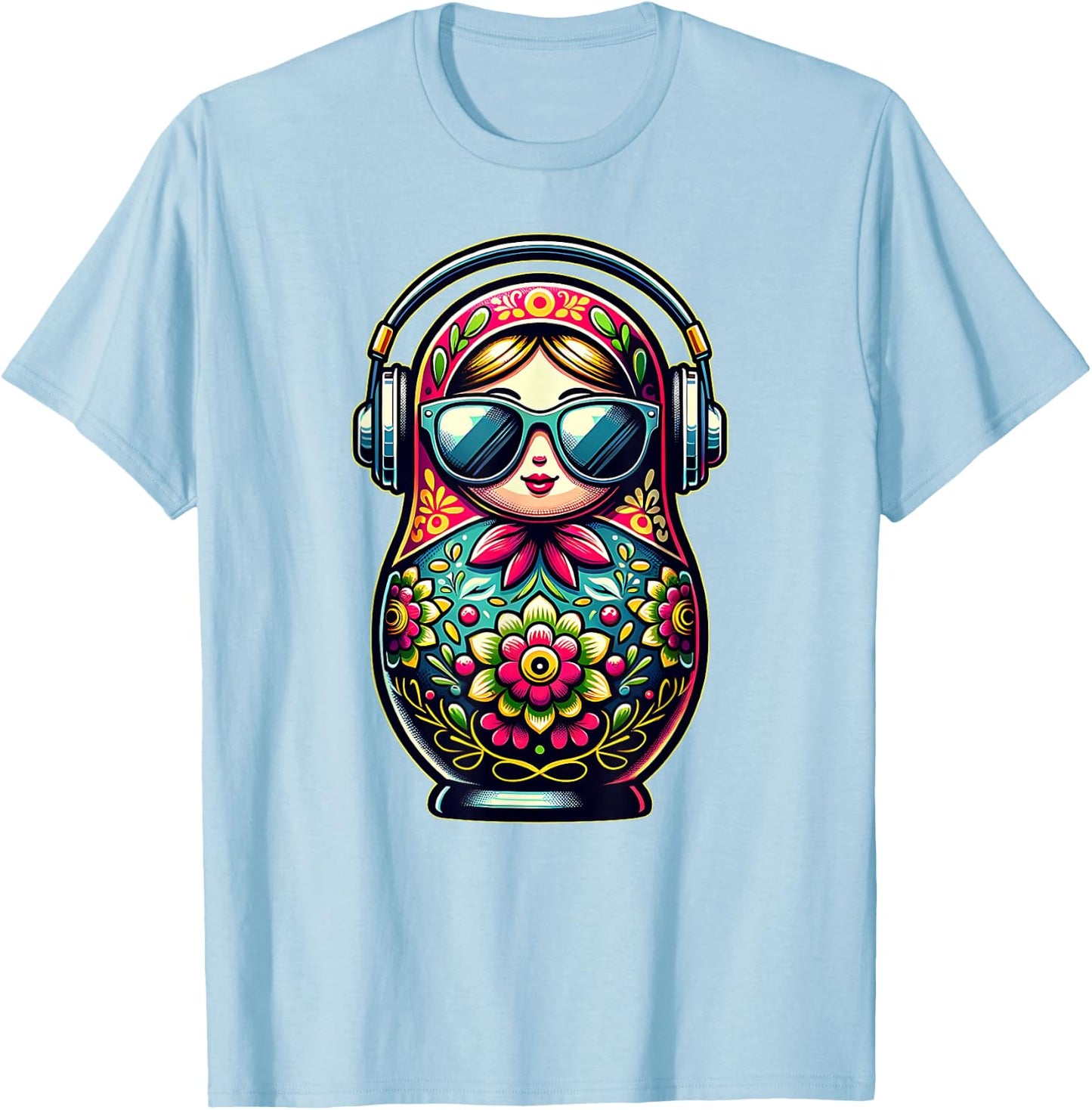 Russian Matryoshka Music Russia Russian Matryoshka T-Shirt - T-Shirt | Light Blue