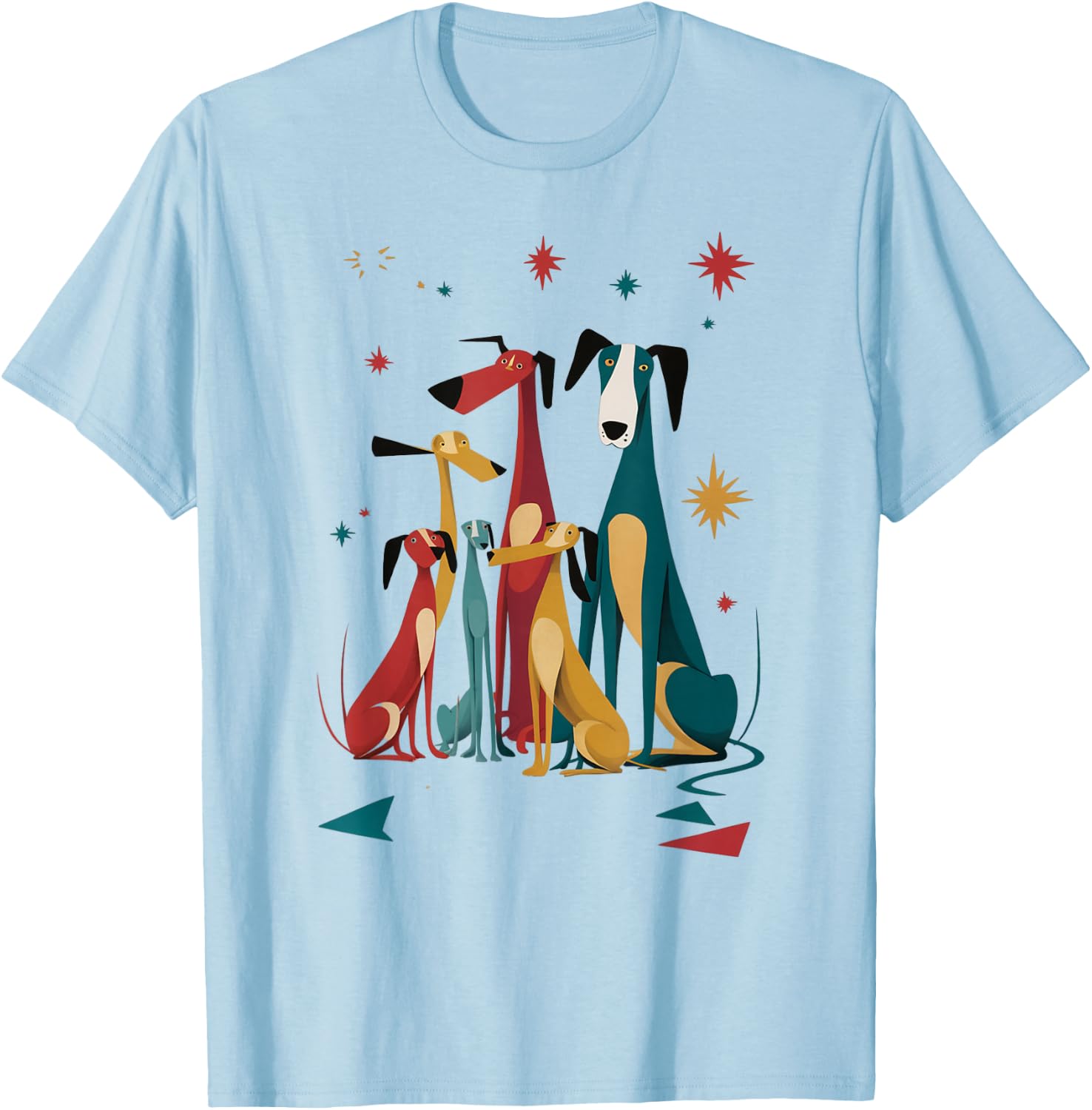 Vintage Retro Mid-Century Long Neck Dogs 50s 60s Style T-Shirt - T-Shirt | Light Blue
