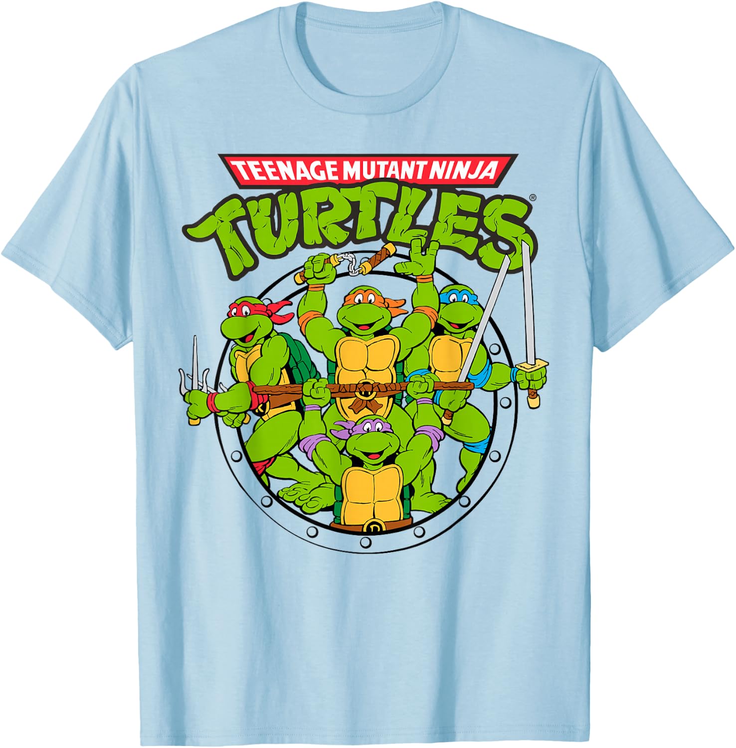 Teenage Mutant Ninja Turtles Group Action Stance T-Shirt - T-Shirt | Light Blue