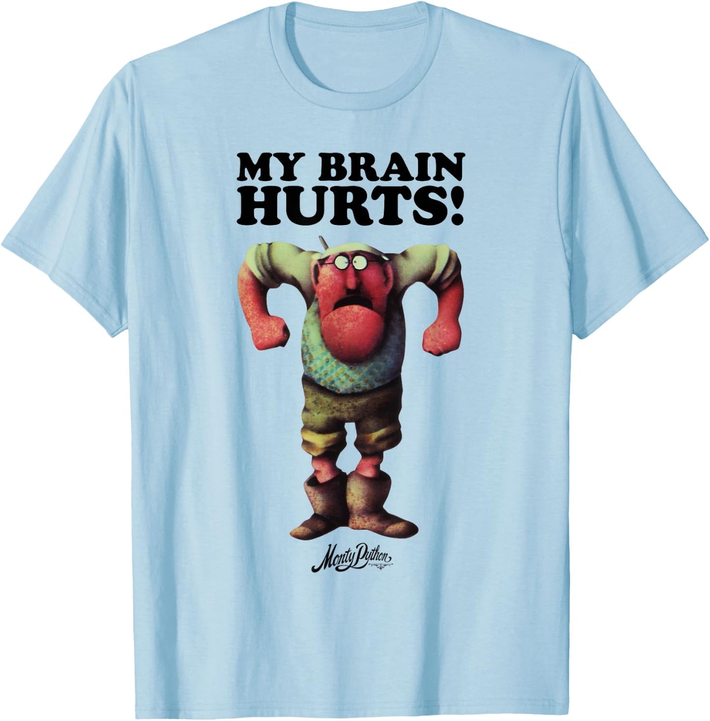 Monty Python Official Gumby My Brain Hurts T-Shirt - T-Shirt | Light Blue