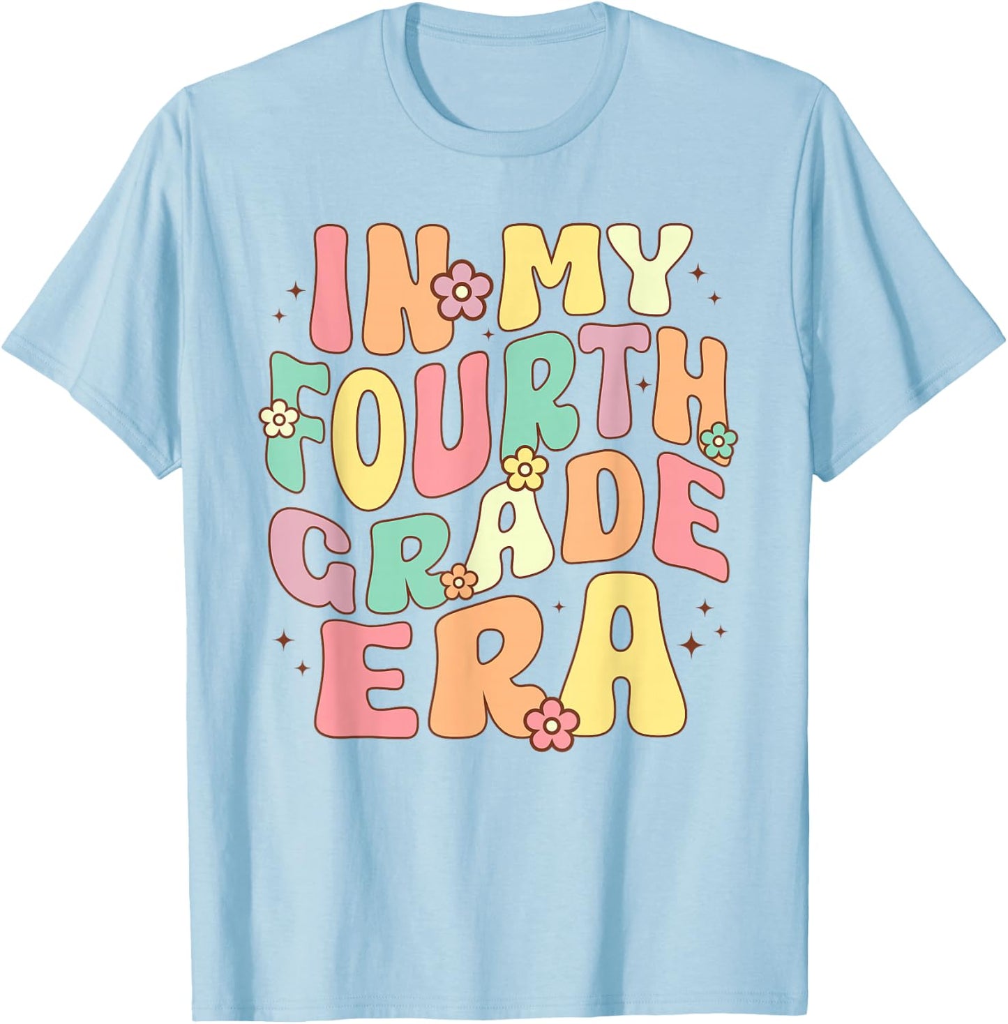In My Fourth Grade Era 4th Grade Groovy Back to School T-Shirt - T-Shirt | Light Blue