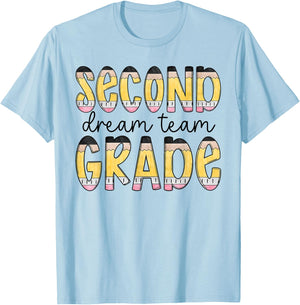 Second Grade Dream Team Back To School 2nd Grade Teacher T-Shirt - T-Shirt | Light Blue