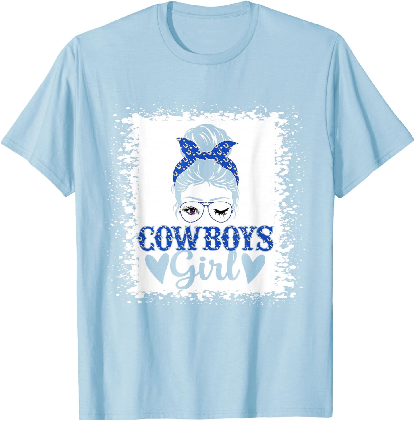 Messy Bun Cowboys Girl Sport Fan Men Women Girls Kids T-Shirt - T-Shirt | Light Blue