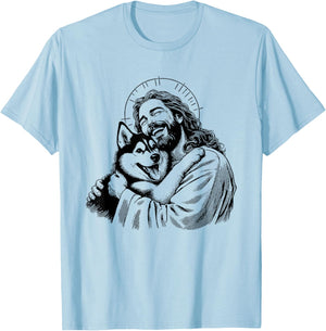 Jesus Siberian Husky - Funny Christian Religious Dog Lover Women Girls Kids T-Shirt - T-Shirt | Light Blue