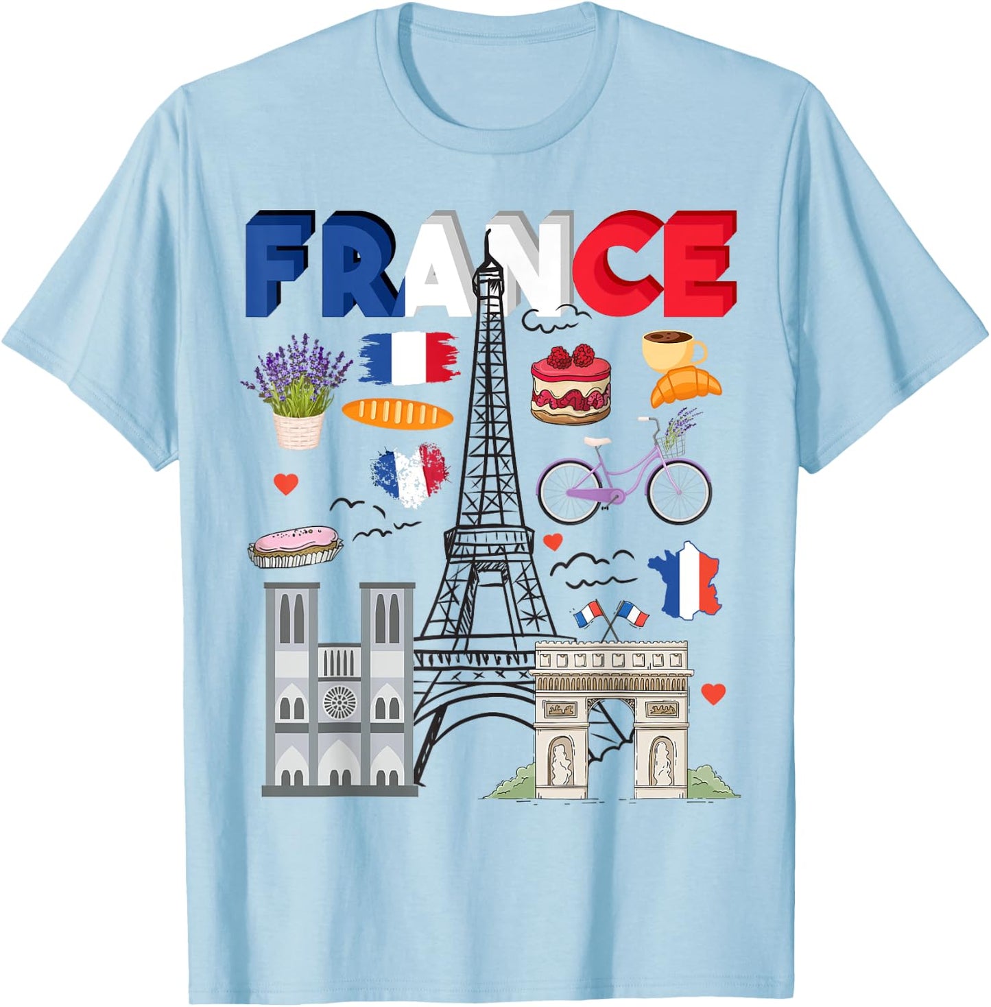 France Flag Outfit Idea For Kids French Flag & Lavender T-Shirt - T-Shirt | Light Blue