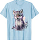 Wolf Puppy Animal Print Art Men Women Watercolor Wolf Pup T-Shirt - T-Shirt | Light Blue