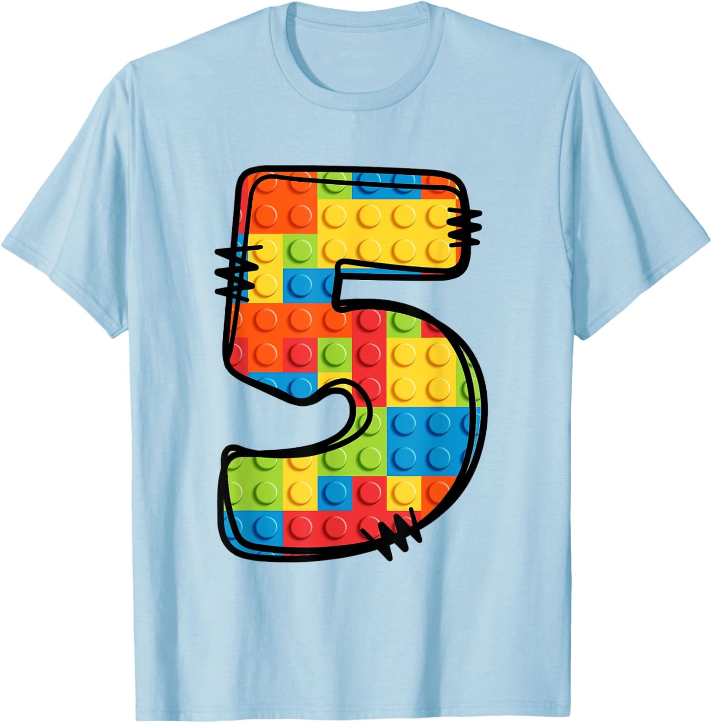 5 Year Old Blocks Building Master Builder 5th Birthday T-Shirt - T-Shirt | Light Blue