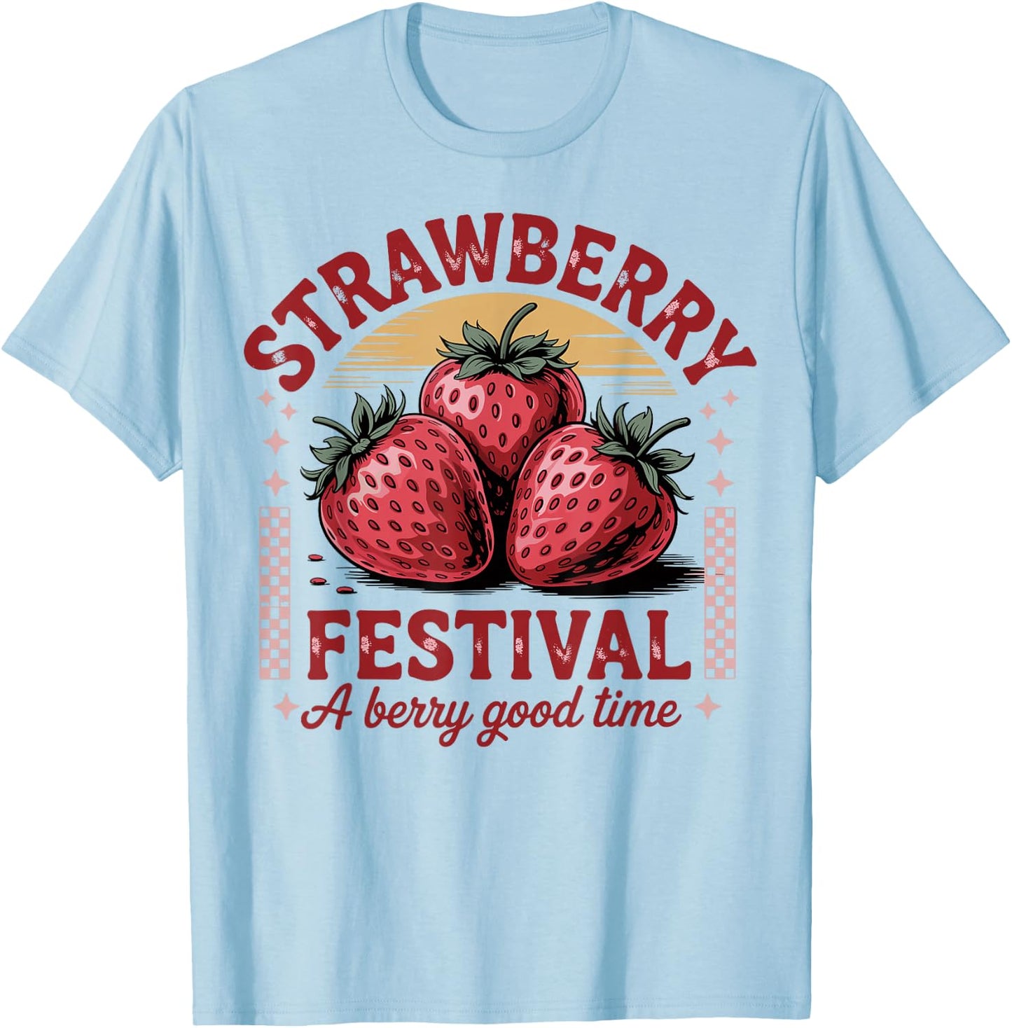 Strawberry Festival Retro Summer Fruit Vintage vibes woman T-Shirt - T-Shirt | Light Blue