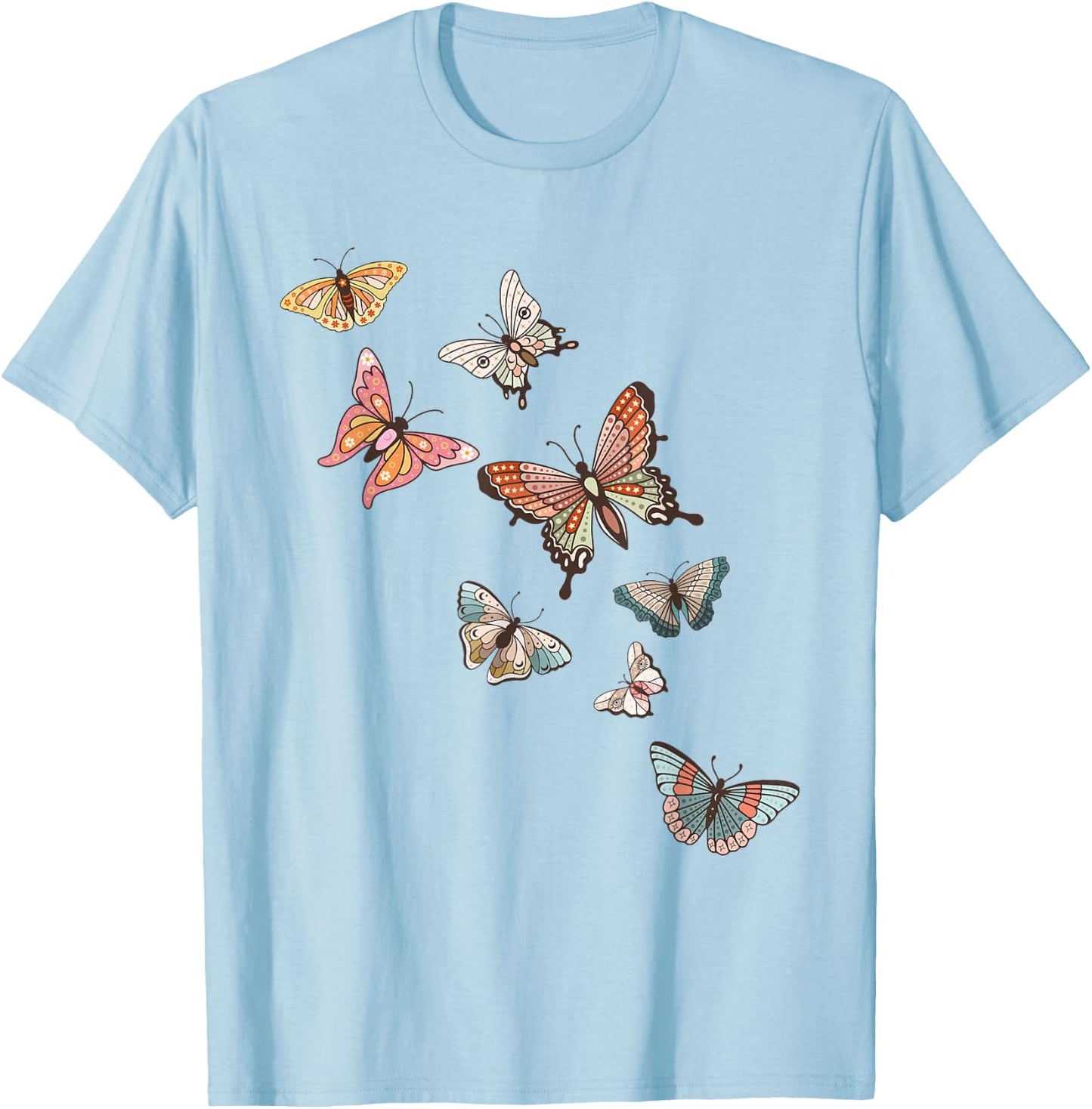 Flying Butterflies - Butterfly Lover Gardener Entomologist T-Shirt - T-Shirt | Light Blue
