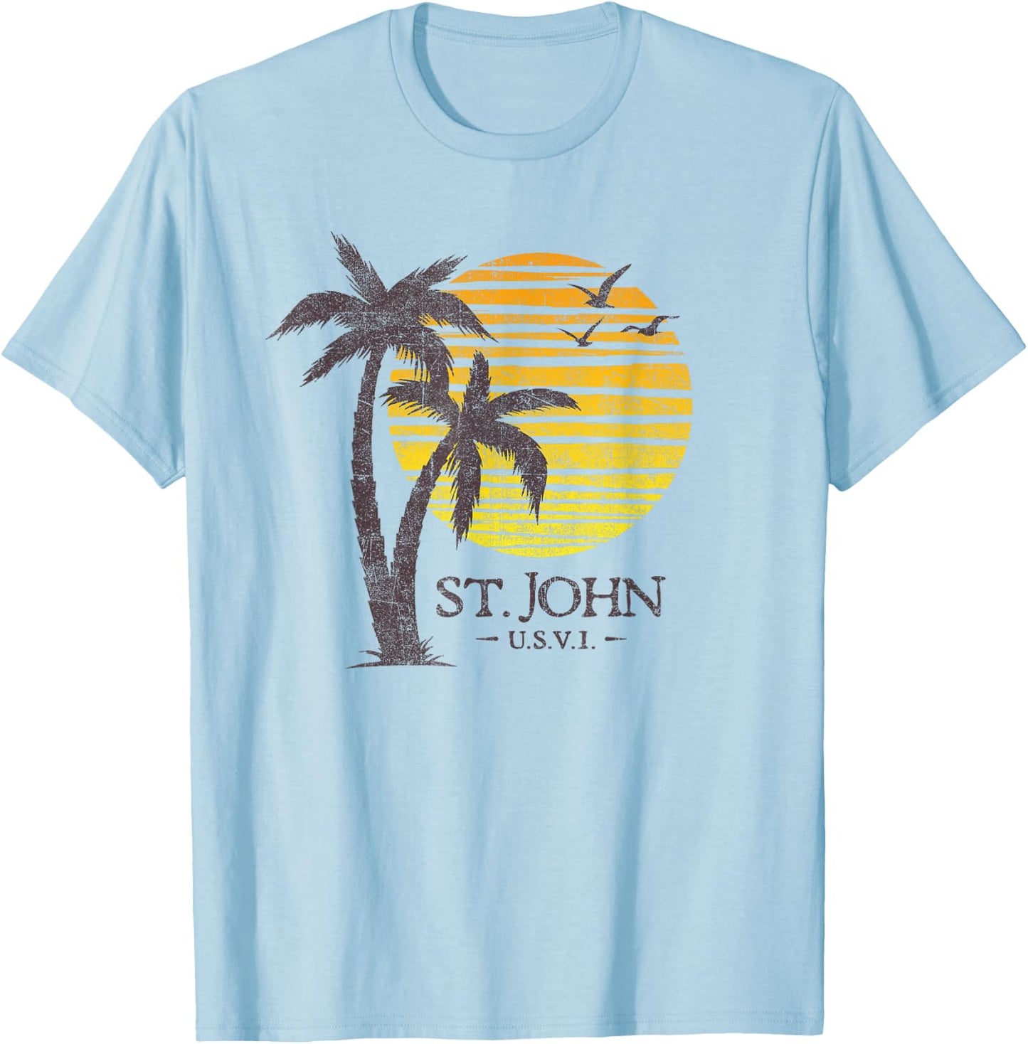 St John USVI Souvenir Colorful Beach Sunset T-Shirt - T-Shirt | Light Blue