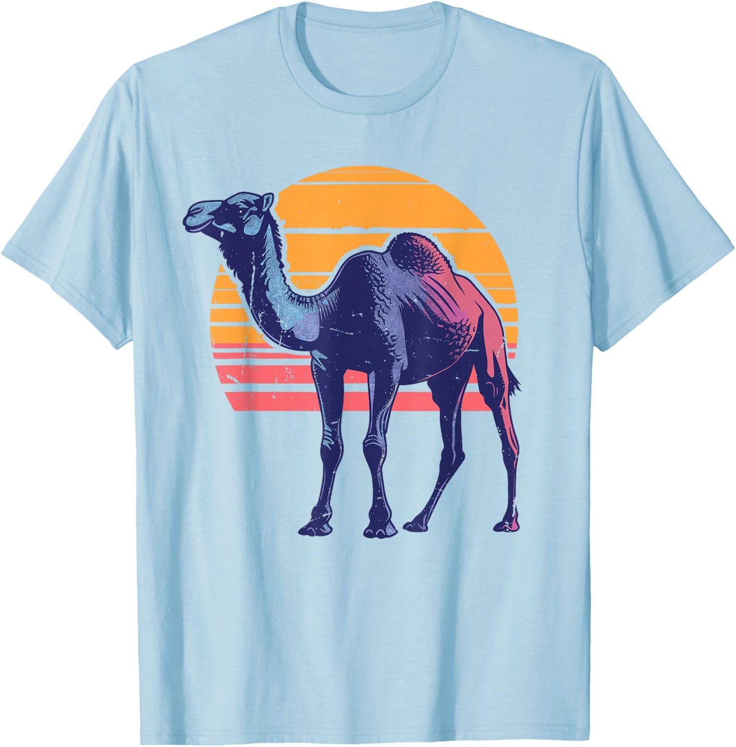 Camel Retro Vintage 80s Style Camel Desert Animals Lover T-Shirt - T-Shirt | Light Blue