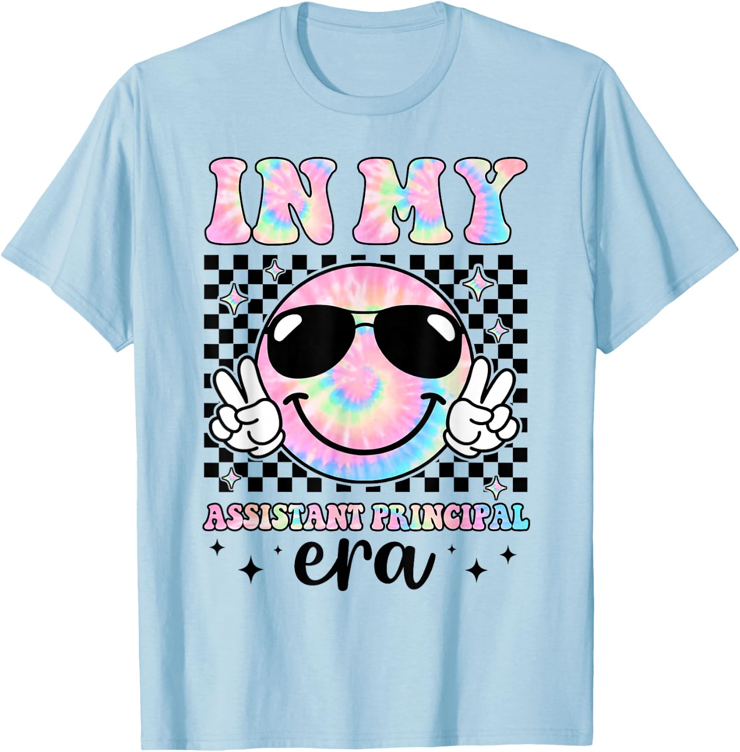 In My Assistant Principal Era Groovy Tie Dye Back To School T-Shirt - T-Shirt | Light Blue